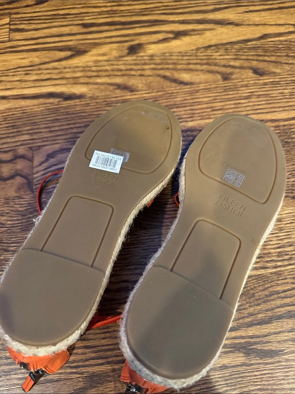 NWT Eileen Fisher sz 6 Tangelo lace up espadrille sandals orange leather.